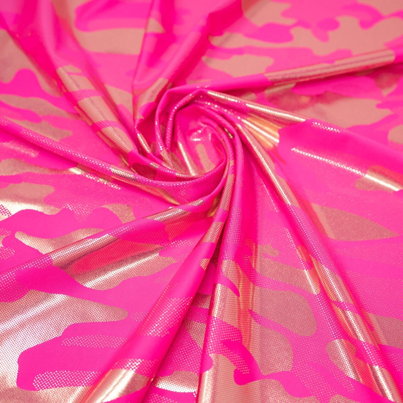 1 Yard Neon Nugi Foil Printed Cationic Spandex Fabric Metallic Camouflage Stretch 56 Inch Width
